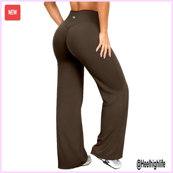 High Waist Straight Leg Yoga Pants Stretch Soft Material Sweat-Wicking